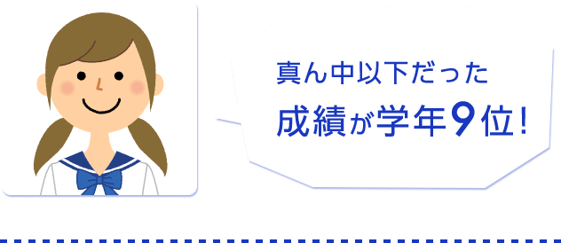 真ん中以下だった成績が学年9位！
