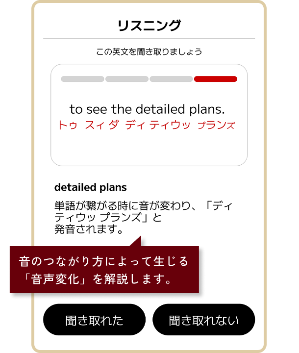 リスニングトレーニングのイメージ画像。音のつながり方によって生じる「音声変化」を解説します。