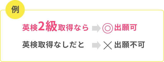 例 英検2級取得なら出願可 英検取得なしだと出願不可