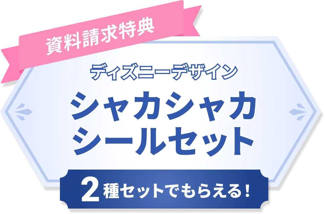 資料請求特典 ディズニーデザイン シャカシャカシールセット 2種セットでもらえる！