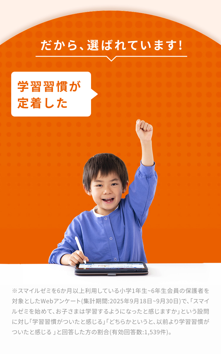 だから選ばれています！95.3％が「学習習慣が定着した」