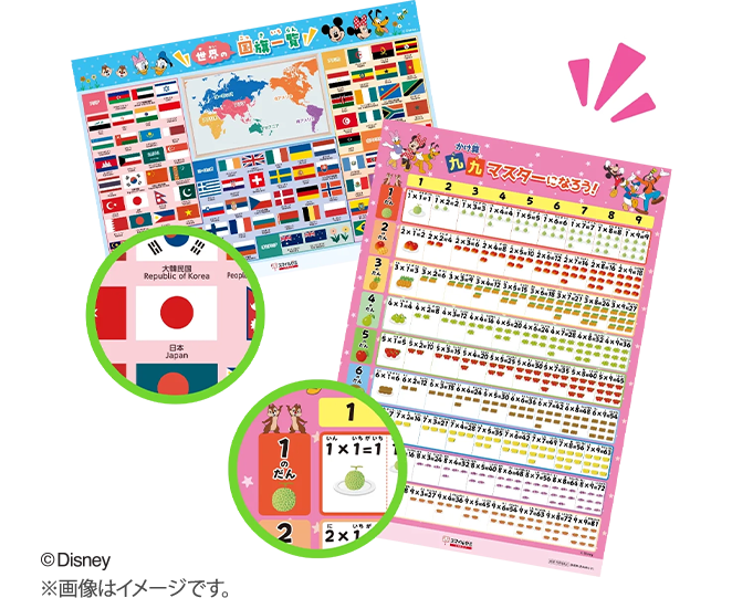 スマイルゼミオリジナルディズニーデザイン おふろポスターセット