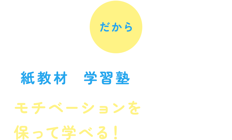 紙教材  学習塾 と比べてモチベーションを保って学べる！