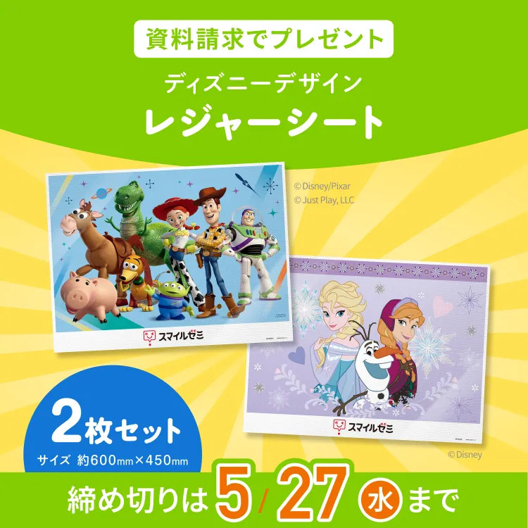 資料請求でプレゼント ディズニーデザインレジャーシート 締め切りは5/27（水）まで