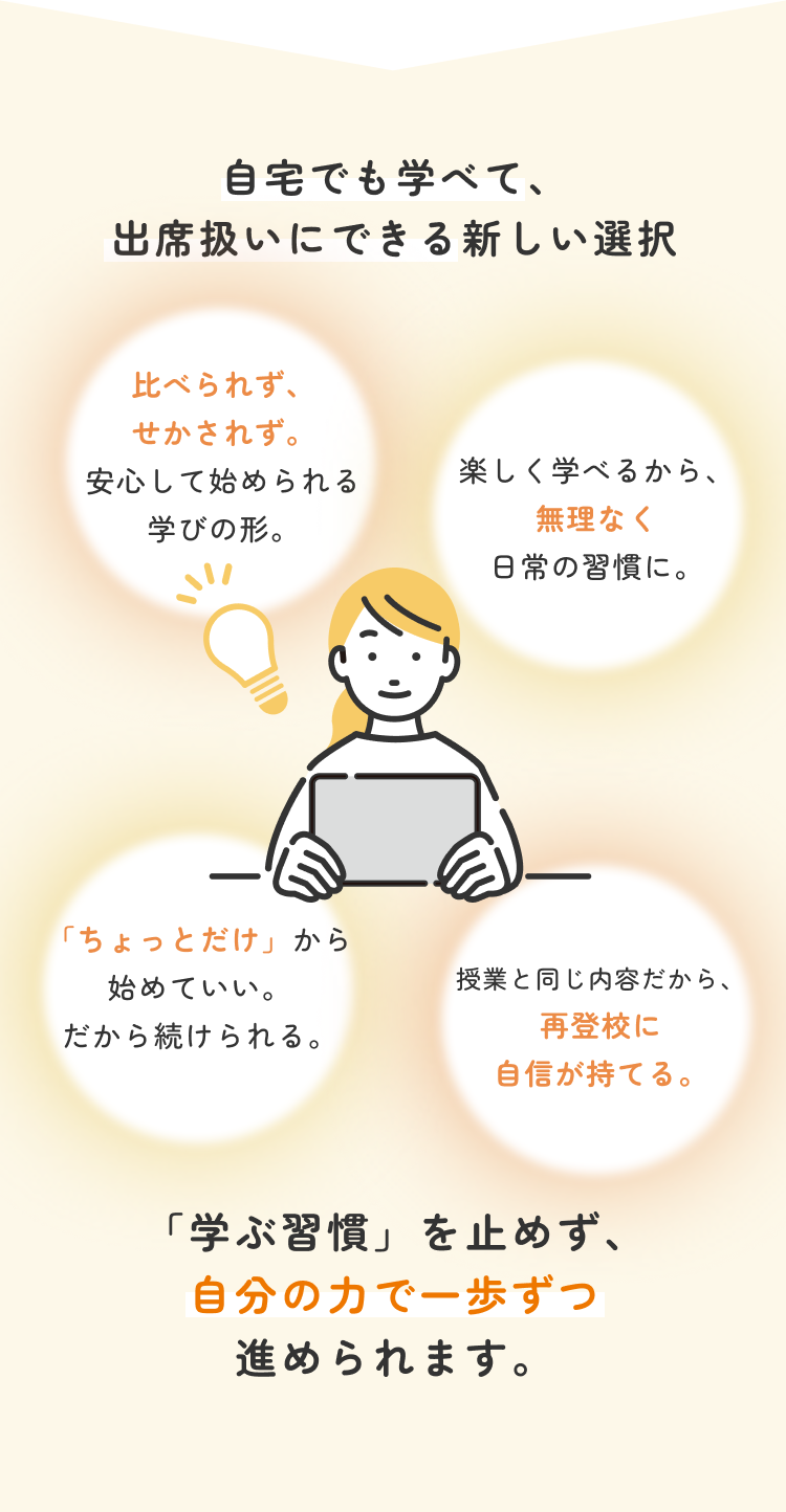 自宅でも学べて、出席扱いにできる新しい選択